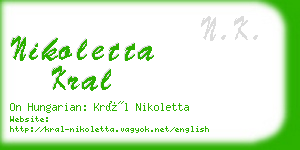 nikoletta kral business card